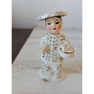 Vintage lefton boy hat geisha‎ 1956 statue figurine rhinestones